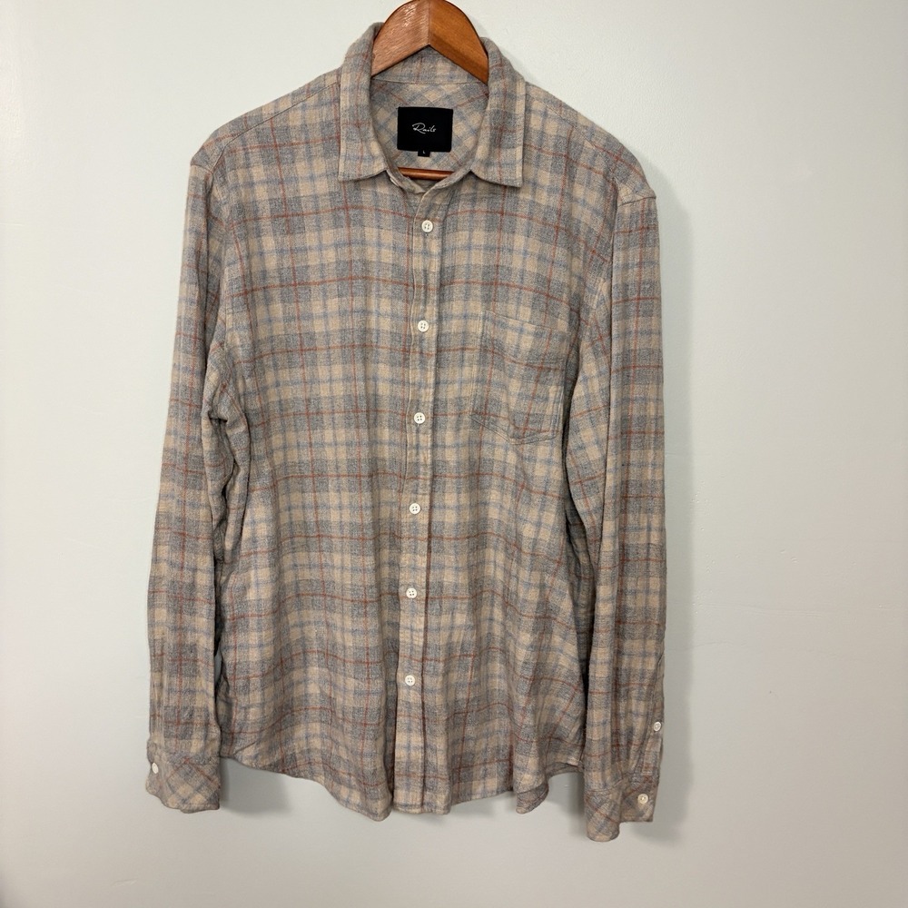 Rails Lennox Light Brown Plaid Lightweight Flannel Button Up Shirt Size L